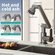 Black Bathroom Faucet with Hot and Cold Water, Four Spout Modes, Mechanical Arm