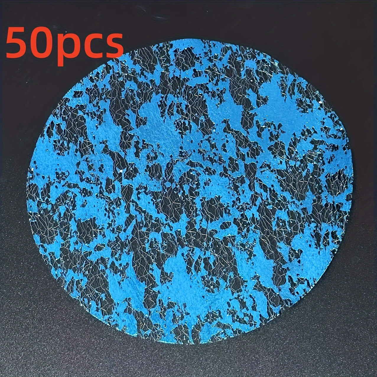 Set of 12 24 or 50 Disposable Round Glitter Foil Placemats Blue and Purple