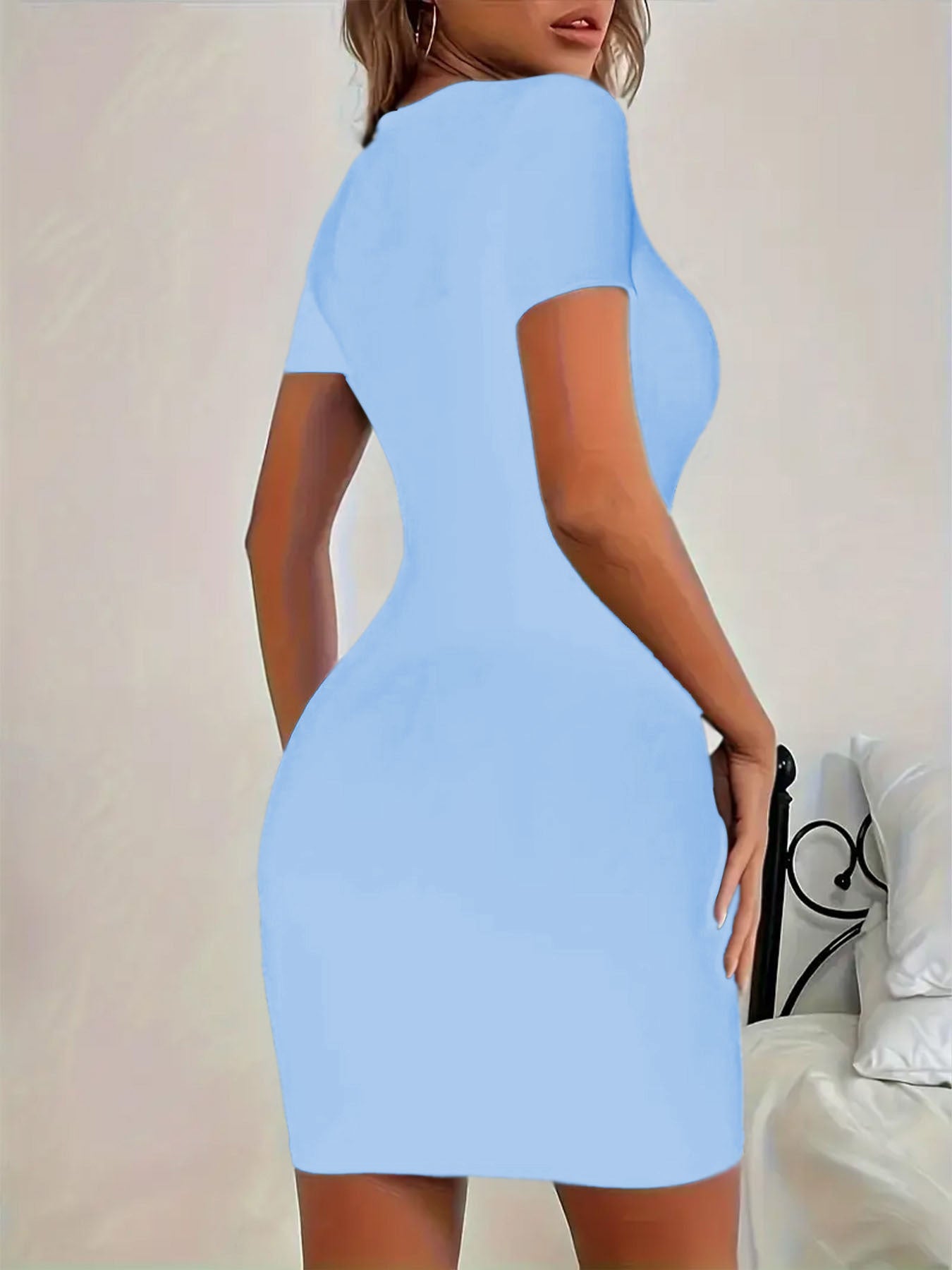 Women's Bodycon Dress Black Stretchy Polyester Slim Fit Spring Summer