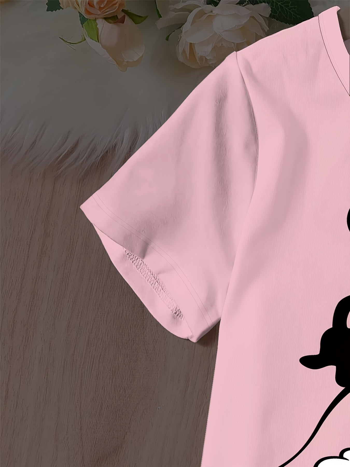 Women's Plus Size Cozy Pajama Set Short Sleeve Top and Pants Lounge Wear