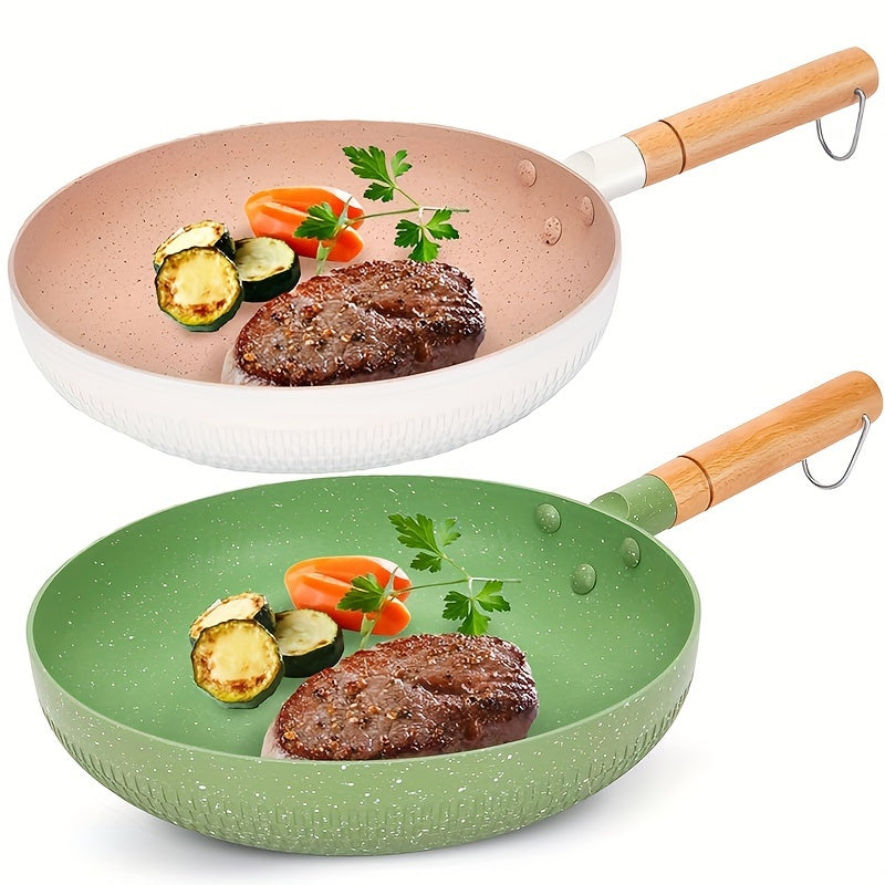 24cm Non-Stick Aluminum Skillet with Maifan Stone Coating for Cooking Fish Eggs Steak
