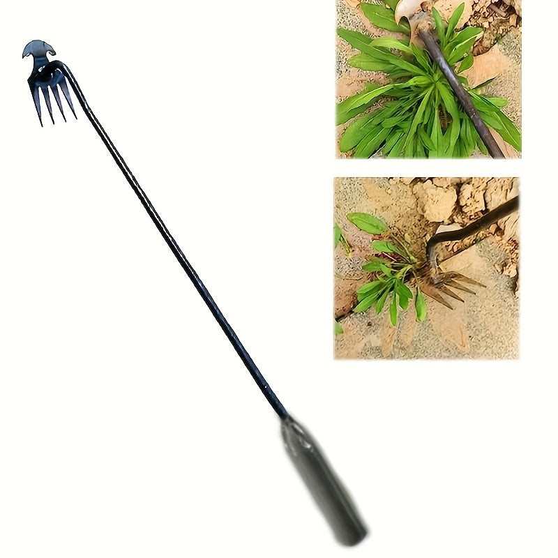 Long-Handled Garden Weeder 30/50cm Manganese Steel with 4 Teeth for Weeding and Uprooting