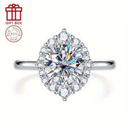 Women's Silver Ring with 2ct Moissanite 8mm Round Stone and 3.75g