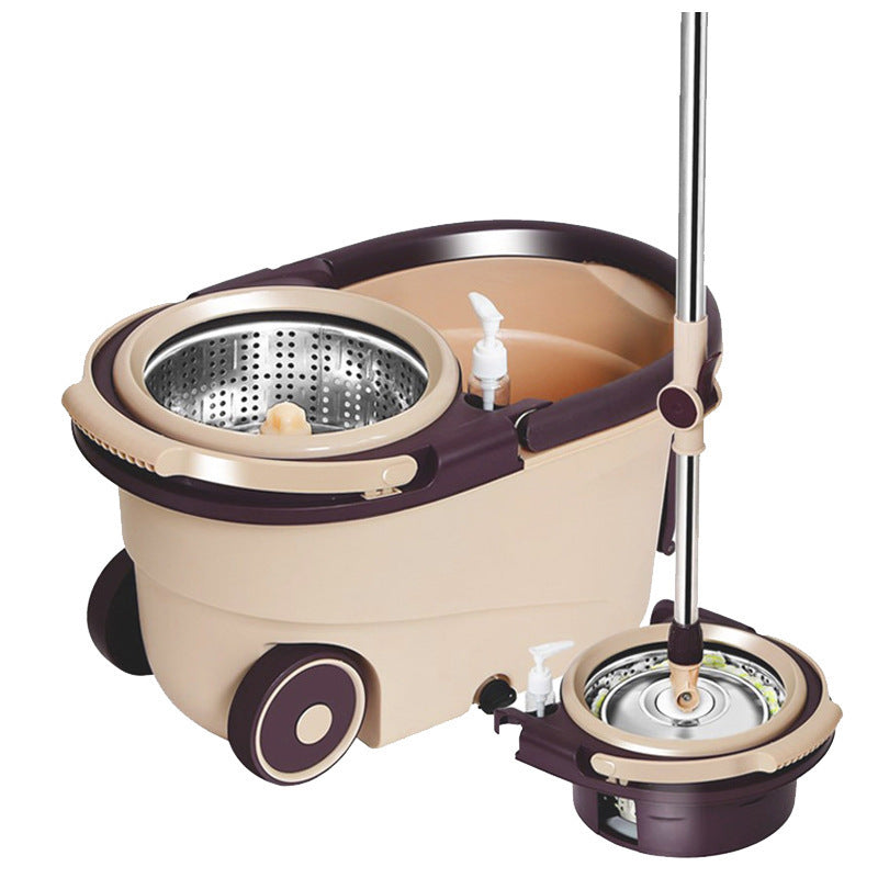 Spin Mop and Bucket Set with Stainless Steel Handle, Microfiber Heads for Kitchen Bathroom Cleaning