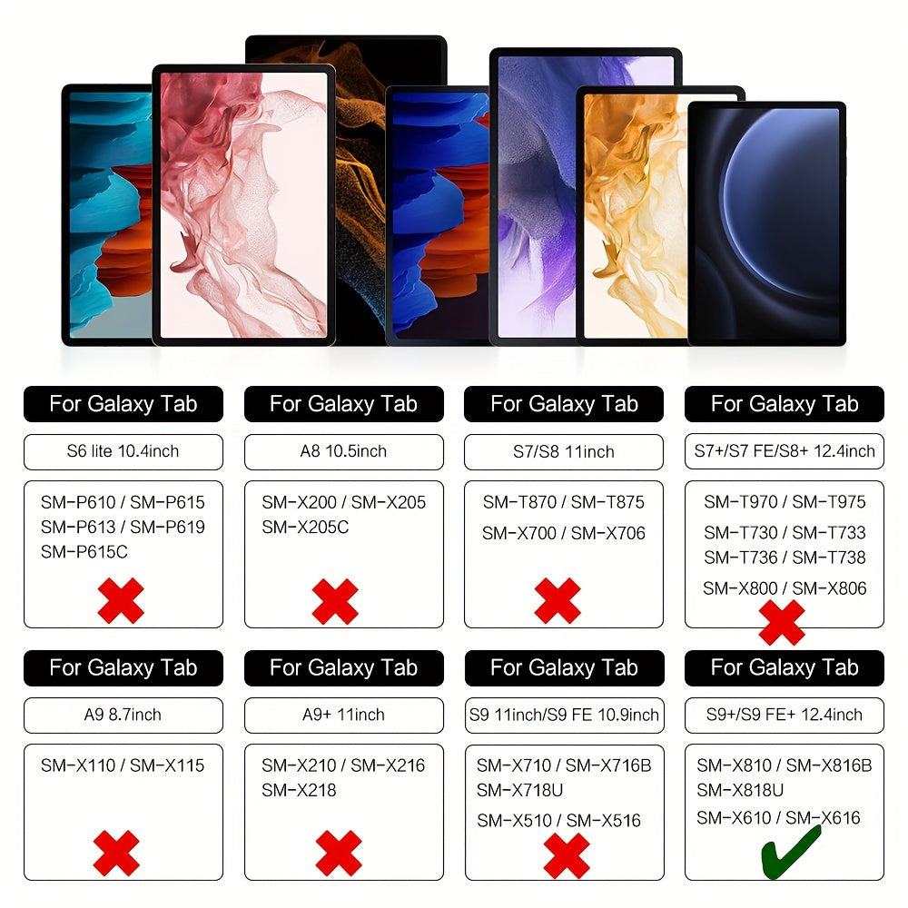 Faux Leather Tablet Cover for Samsung Galaxy Tab S9+ and S9 FE+ with Magnetic Closure and Adjustable Stand