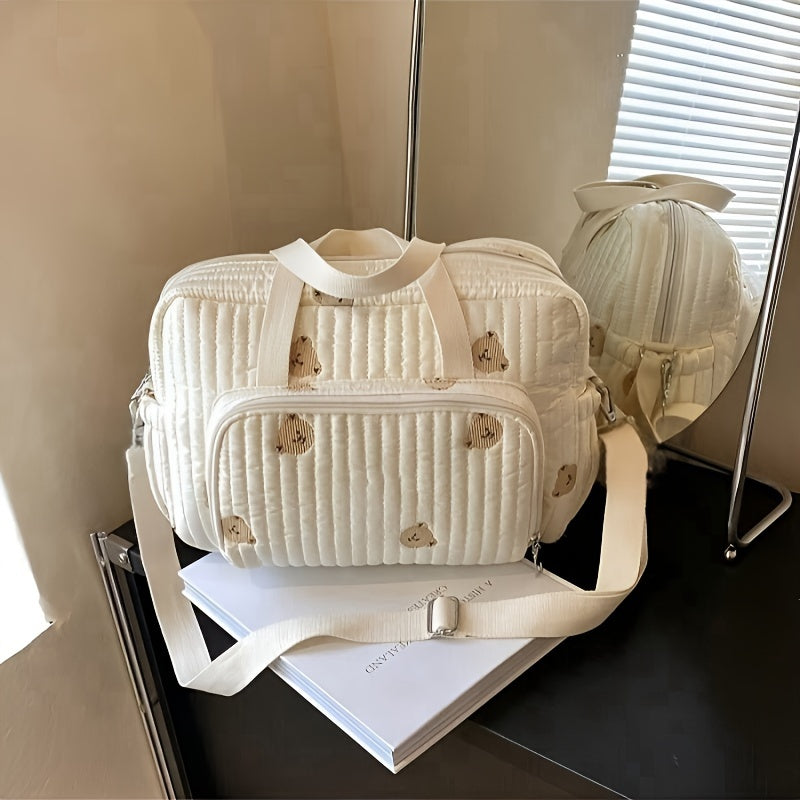 Korean Zipper Embroidery Storage Backpack for Mothers and Infants with Stroller Hanging Bag