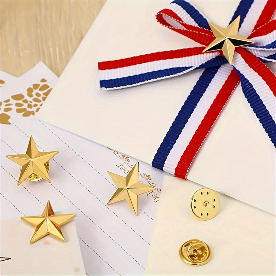 Set of 10 Patriotic Enamel Star Pins for Women Independence Day Jewelry