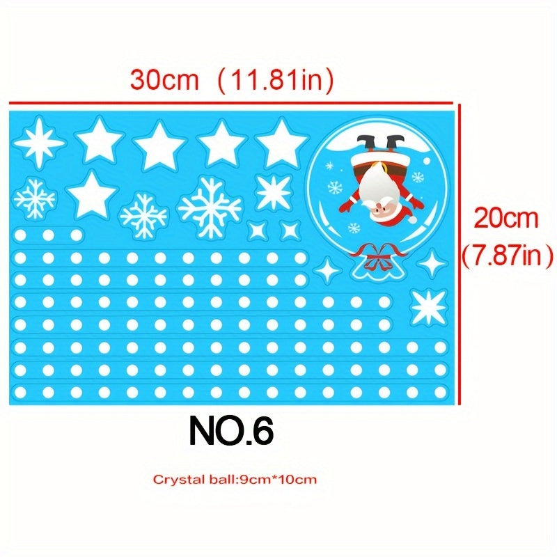 Christmas Window Clings Set with Snowflake and Santa Designs for Holiday Decor