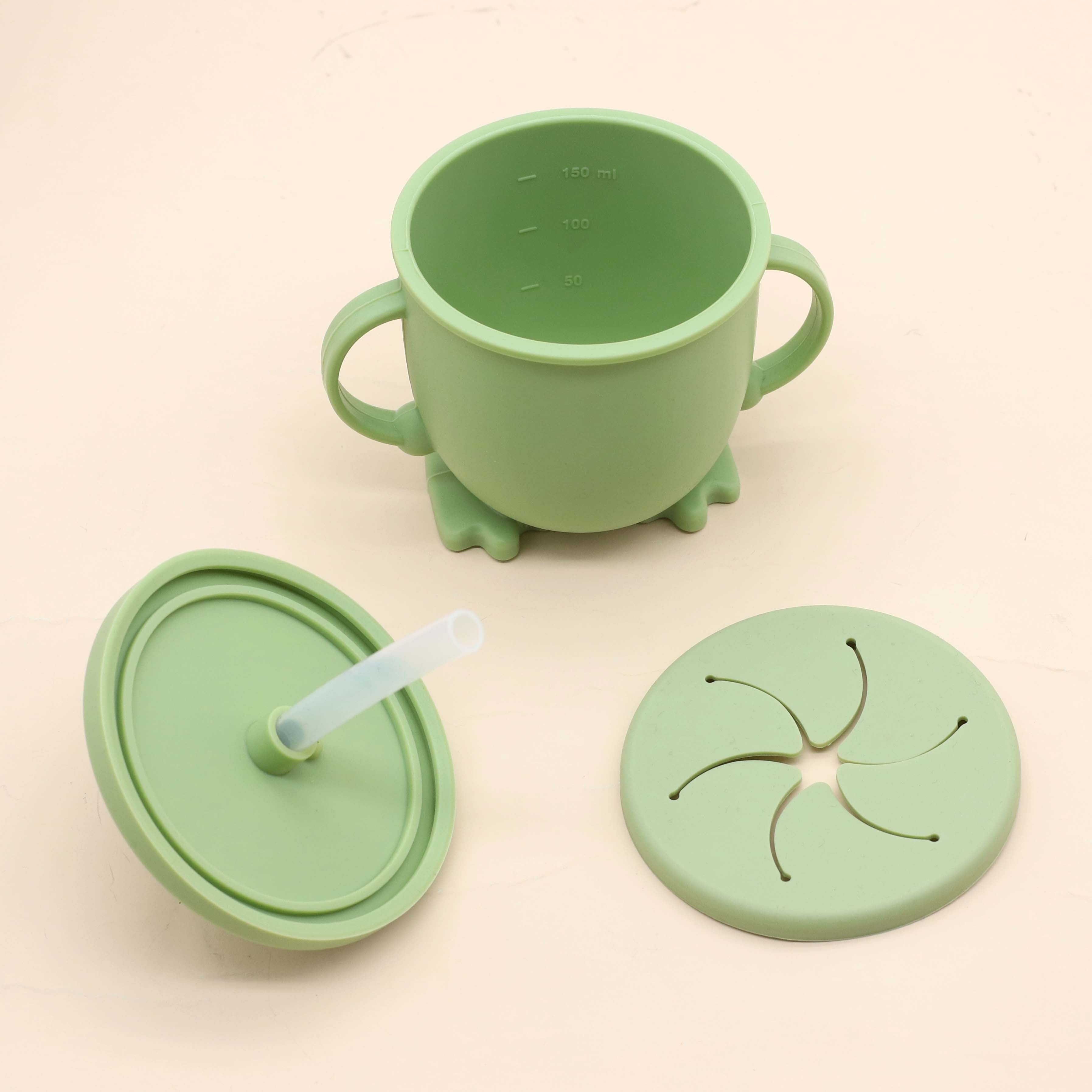 Набор для кормления малыша, 9 предметов: силиконовый нагрудник, ложка, вилка, присоска, тарелка, блюдце, чашки для младенцев