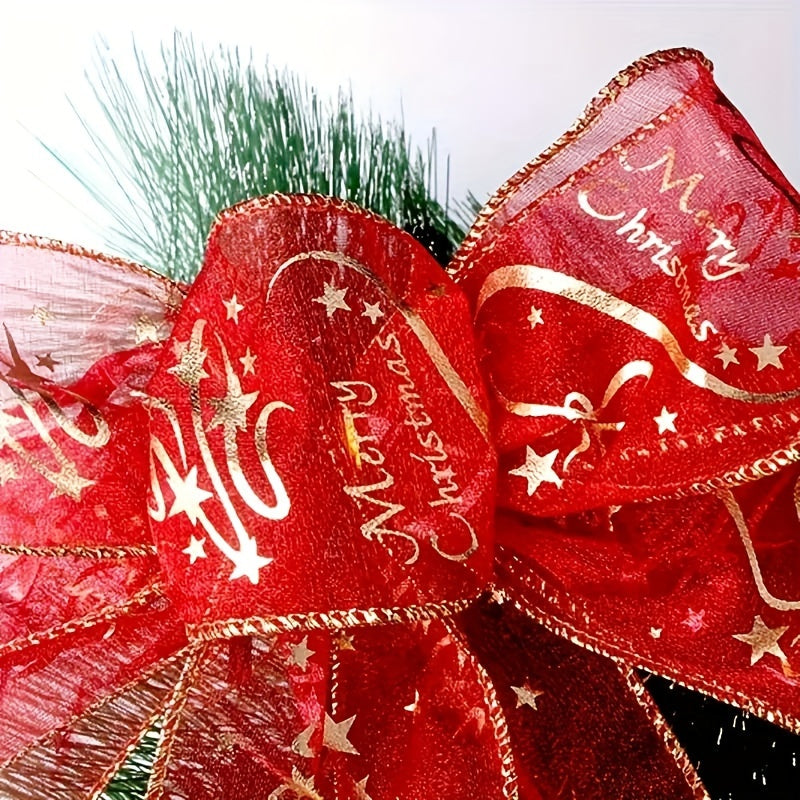 Cinta de Navidad roja con estampado de Feliz Navidad 6.3cm x 200cm Tela para decoración de regalos y árboles