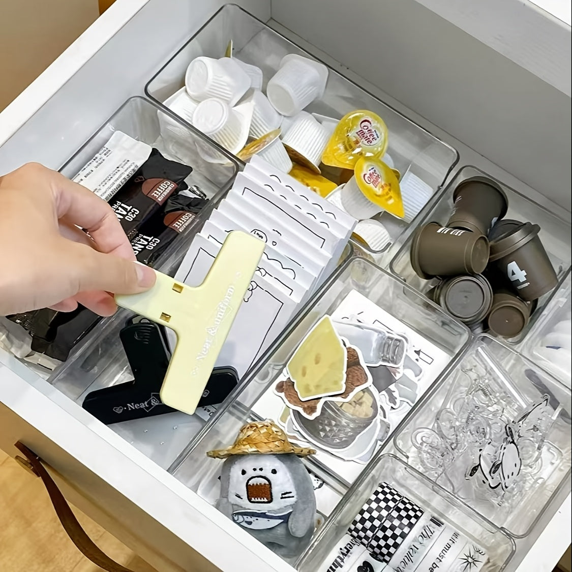 2024 Transparent PET Drawer Organizer for Desk Stationery and Cosmetics