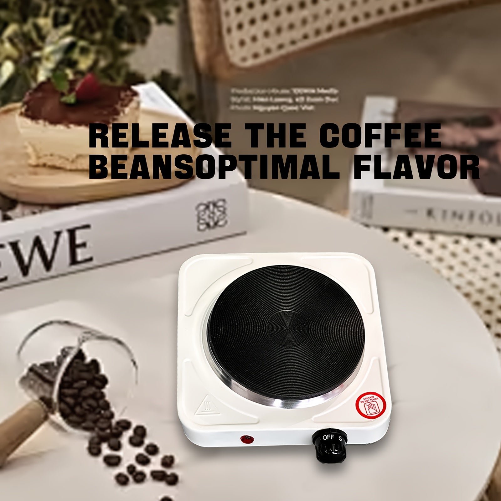 Small electric stove with coffee maker tea kettle iron construction European plug portable