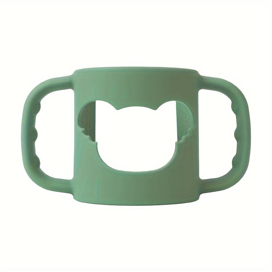 Asa de biberón para bebé de silicona con patrón de dibujos animados y funda suave para un agarre fácil