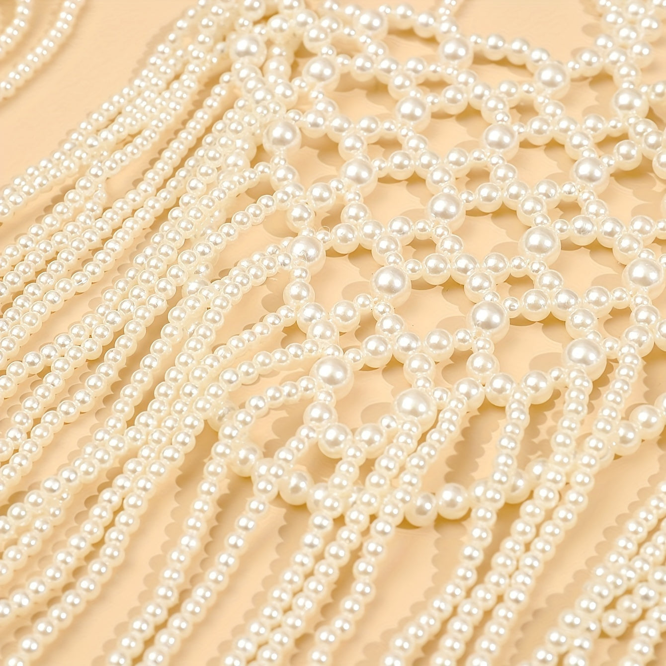 White Faux Pearl Body Chain with Silver Plated Finish for Weddings and Parties