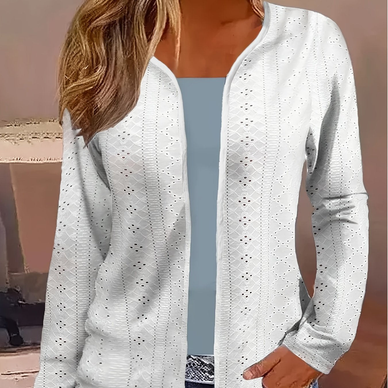 Plus Size Textured Cardigan Women's Casual Jacket, Versatile and Stylish