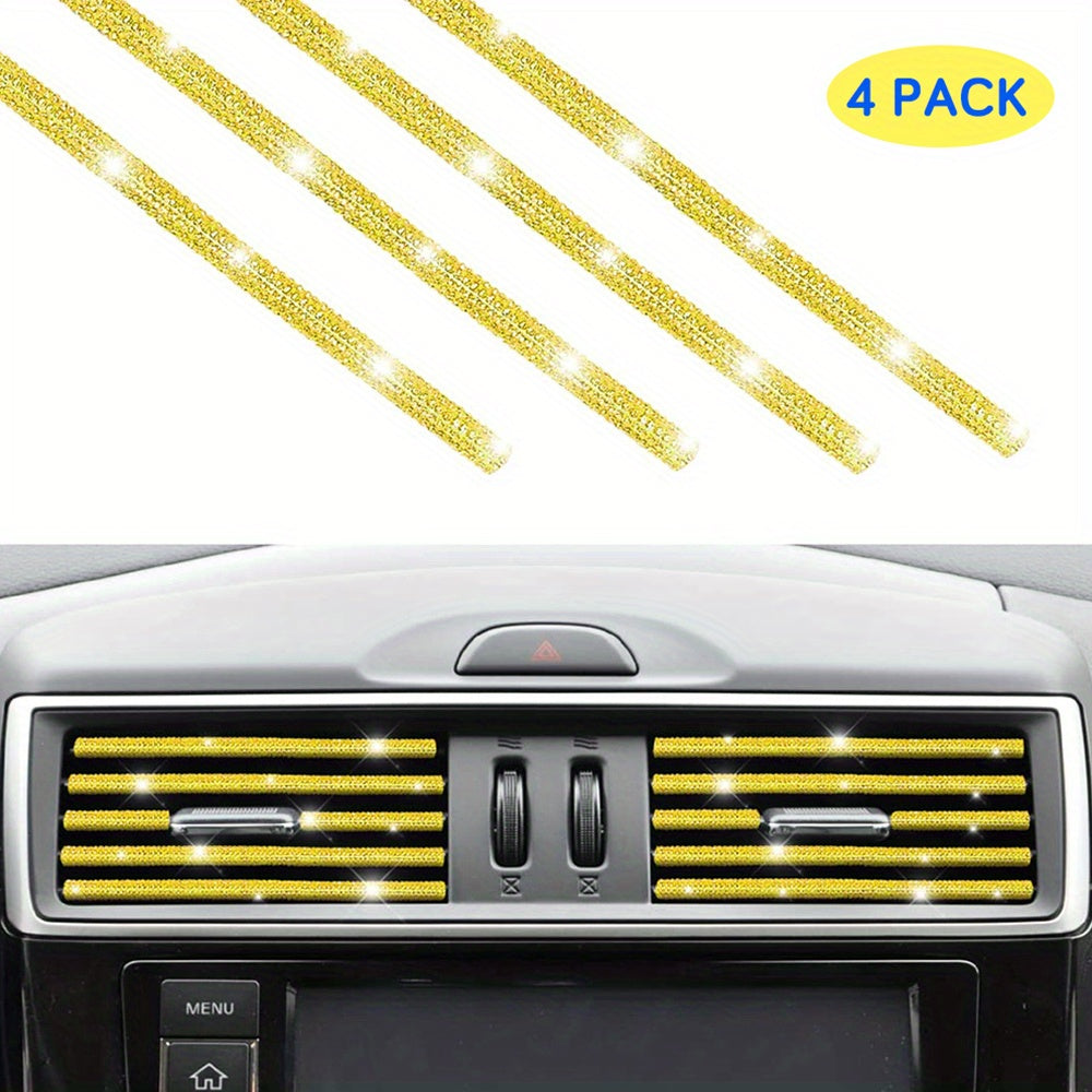 Women Bling Car Air Vent Trim Rhinestone Interior Decoration 4Pcs