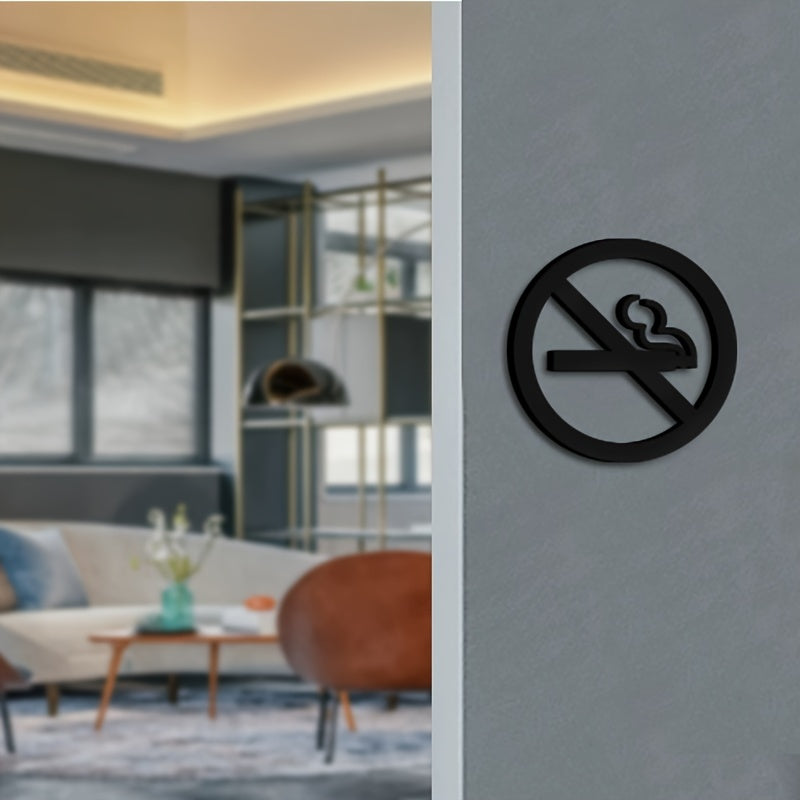 Acrylic No Smoking Sign Black for Restaurants Malls Public Areas Door Mount