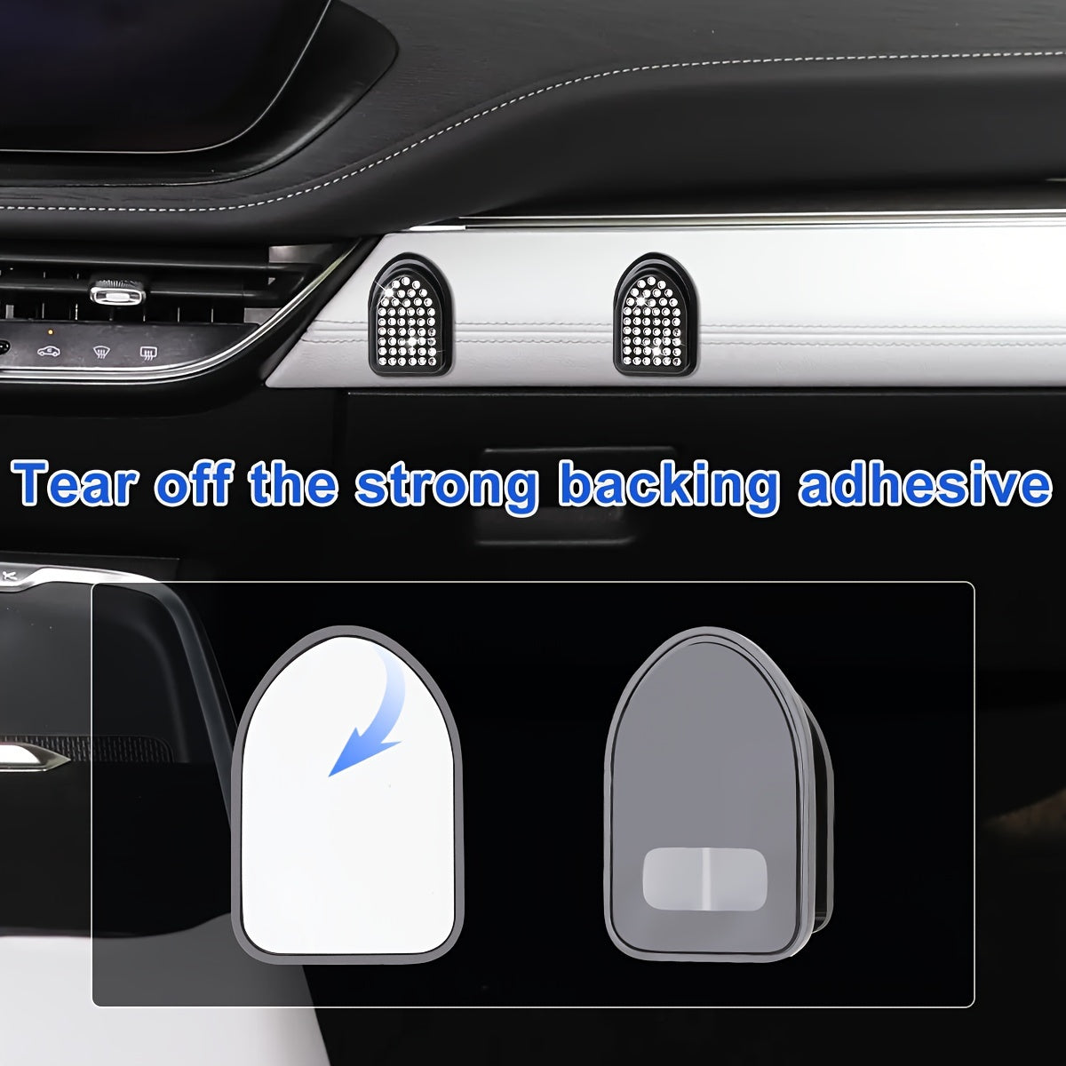Car Interior Diamond-Embellished Hook Self-Adhesive Wall Mount Organizer