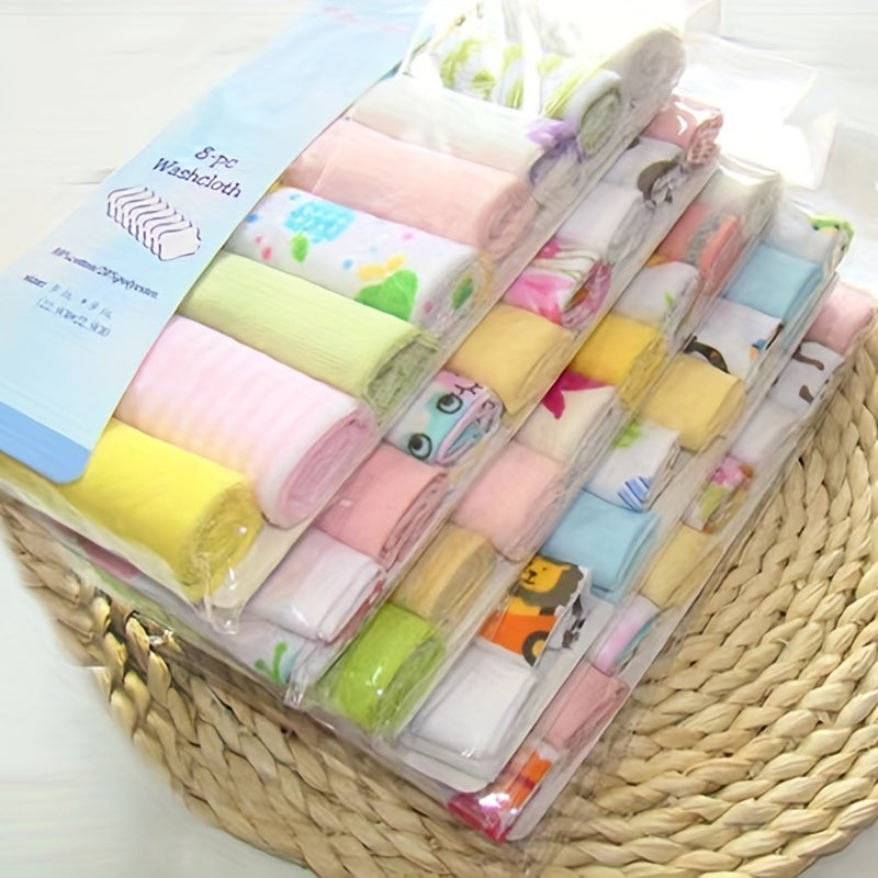 Set of 8 Baby Towels and Washcloths Soft Cotton Baby Bath Cloths and Face Towels for Newborns and Toddlers