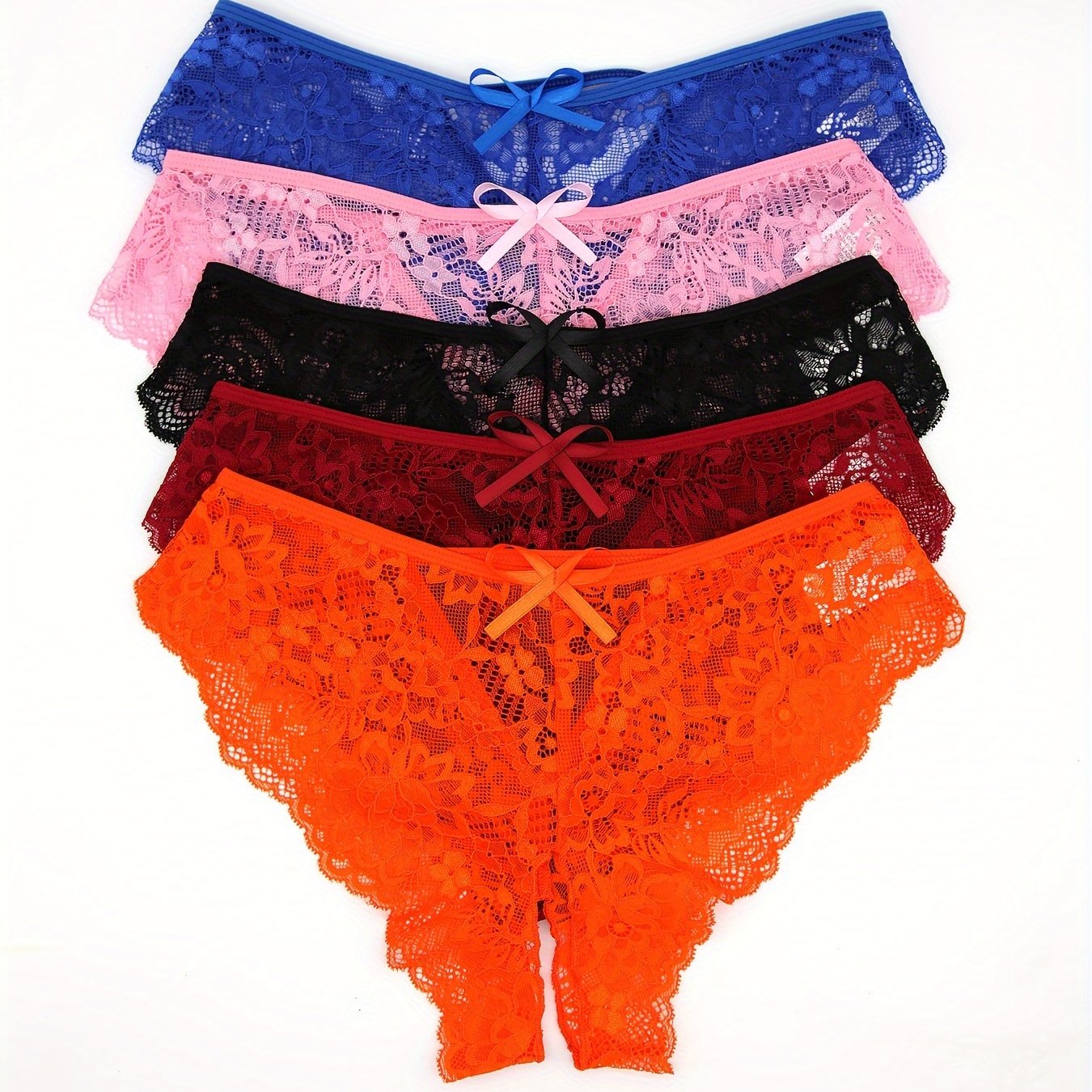 Women’s Lace See-Through Lingerie 5-Pack, Soft, Comfortable, Size Adjustable