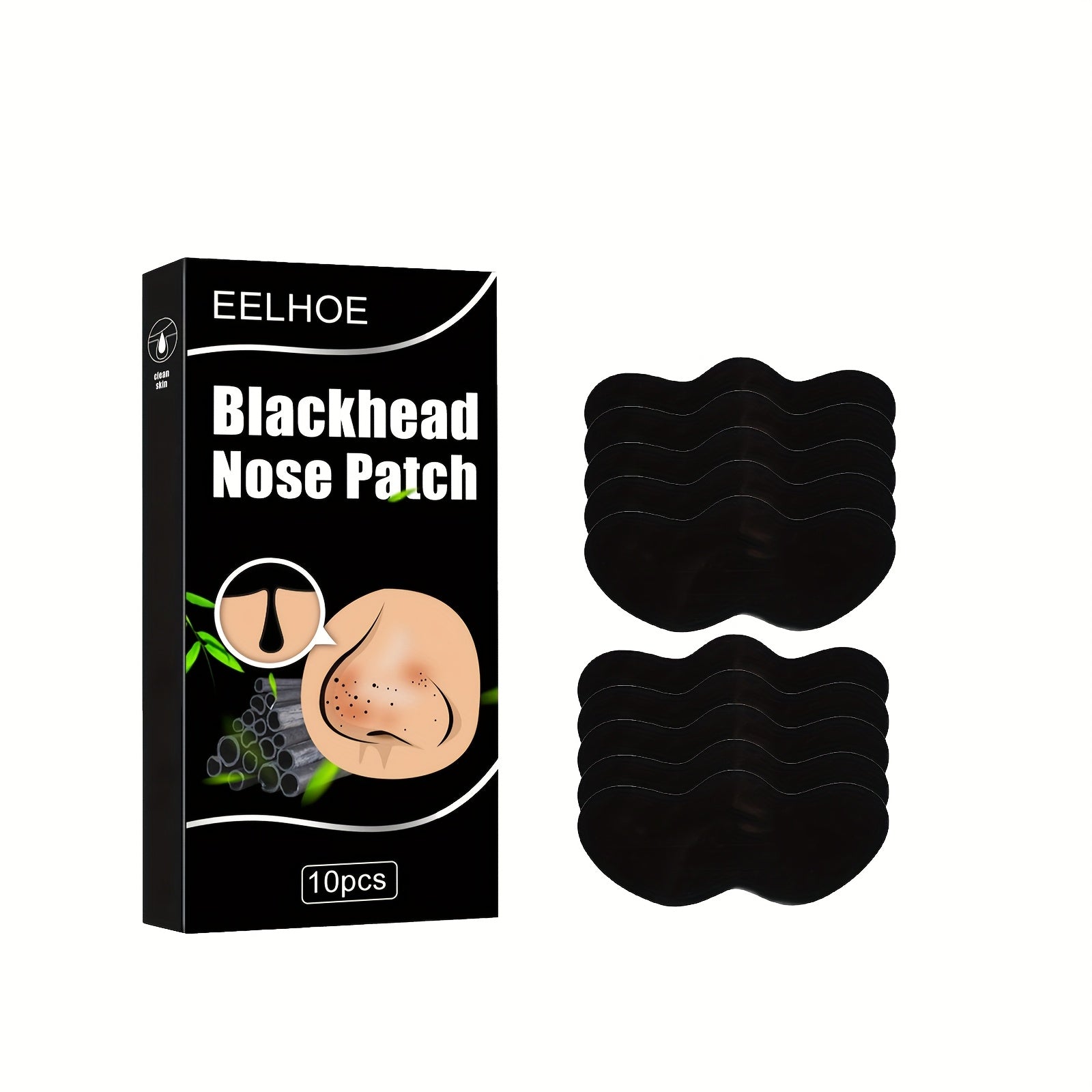 Unisex Bamboo Charcoal Nose Mask Deep Cleansing 10 Pack