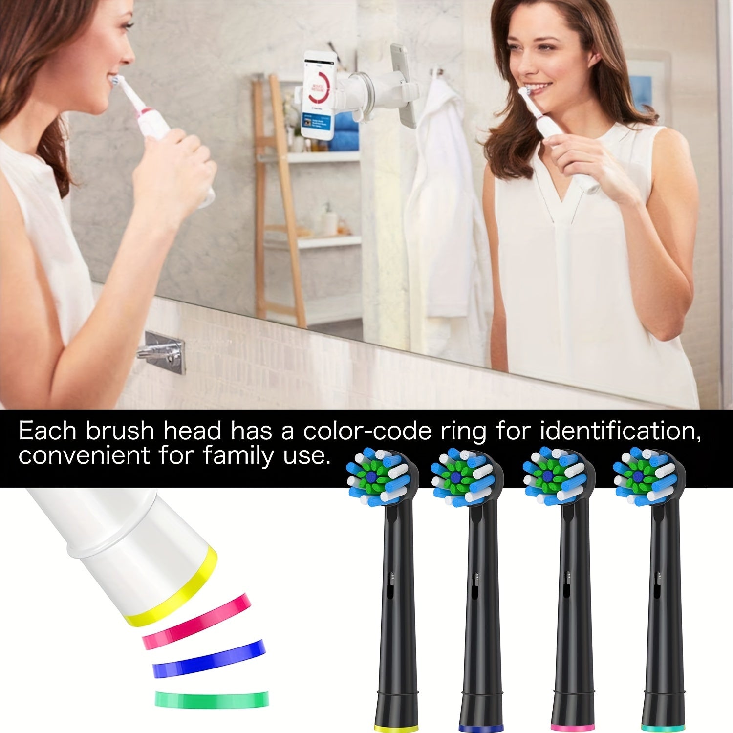 Adult Replacement Toothbrush Heads 4/8 Pack CrossClean Ultrasonic Water Flow