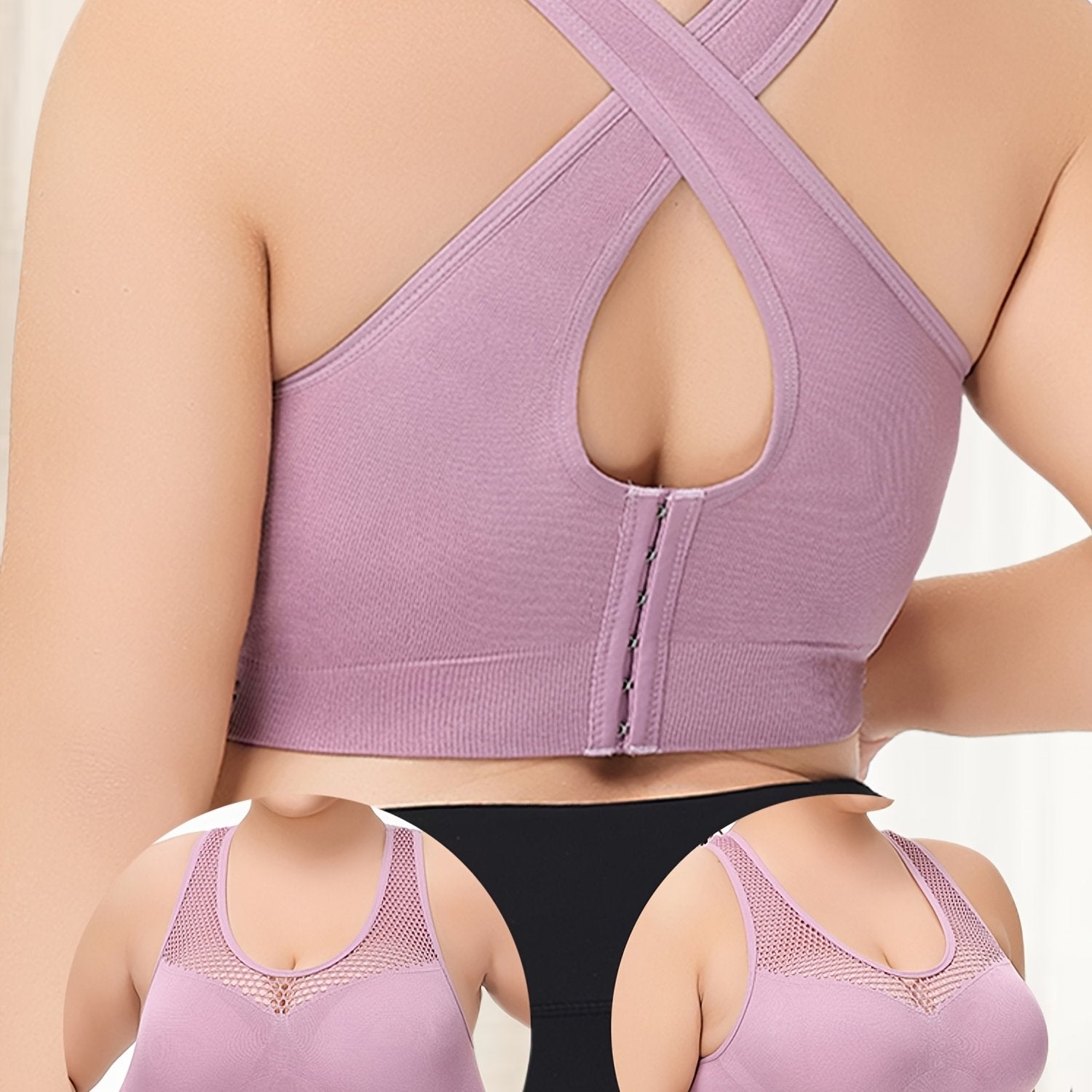 Plus Size Seamless Breathable Sports Bra Wire-Free Yoga Bra with Removable Pads