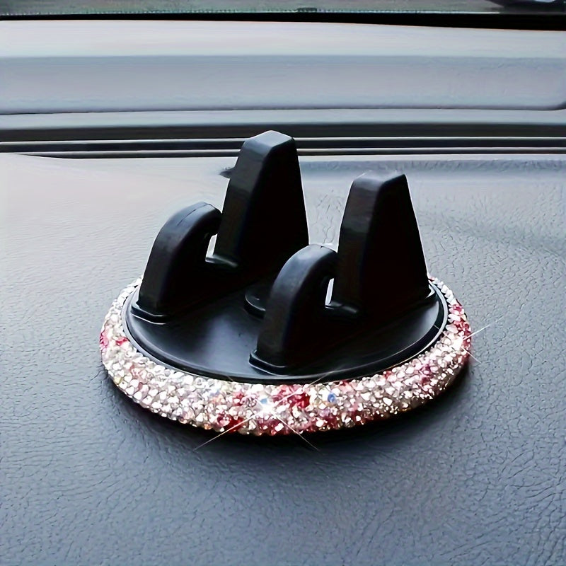 Soporte para teléfono de coche, material PVC, diamantes brillantes, montaje en tablero, versátil