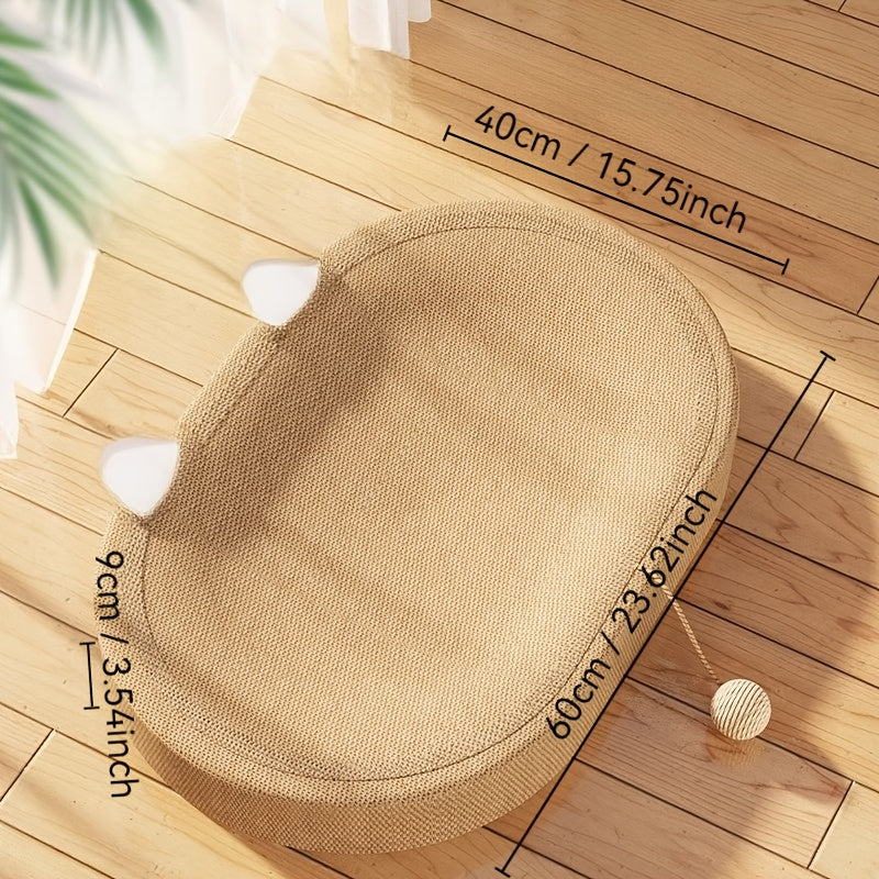 Large 60cm Sisal Cat Scratching Board with Oval Design and Bed