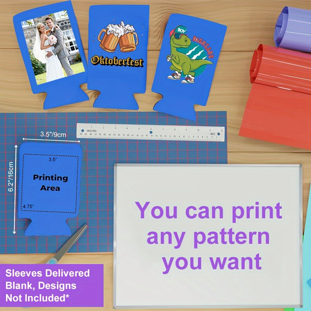 Set of 12 Black Neoprene Slim Can Cooler Sleeves for 12oz Beer and Soda