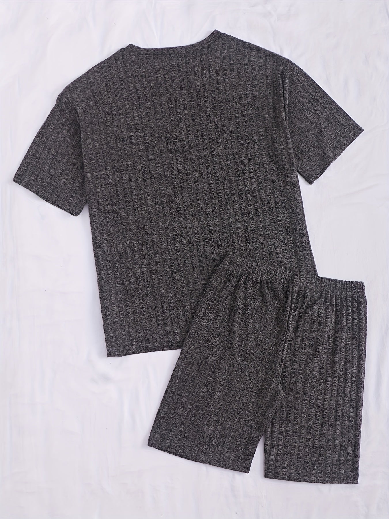 Women's Casual Rib-Knit Viscose Pajama Set with Crew Neck Half Sleeve Top and Shorts