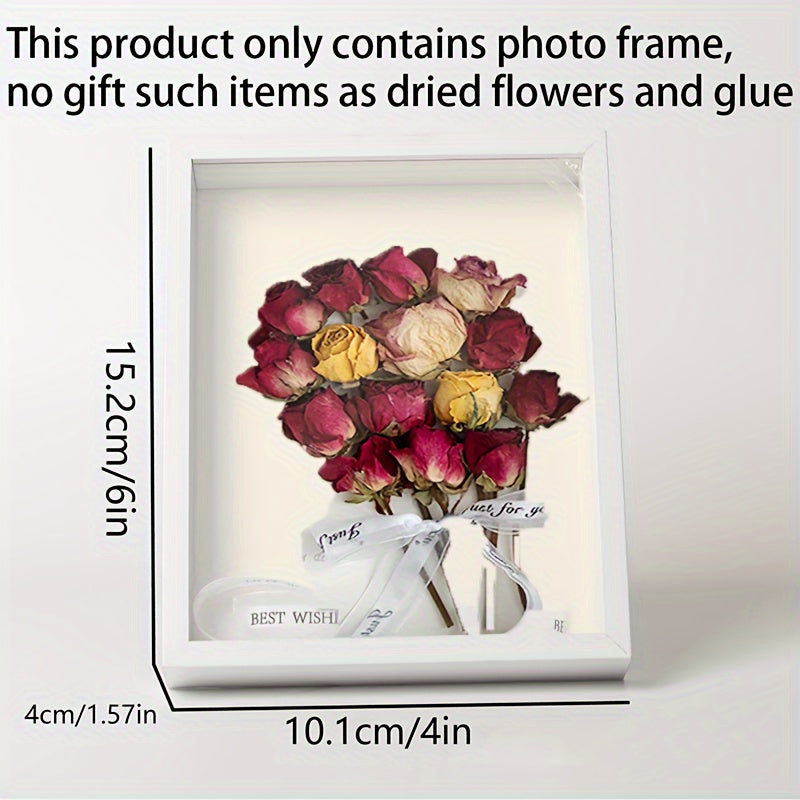 Wooden Display Frame for Dried Flowers and Keepsakes 3D Hollow Design