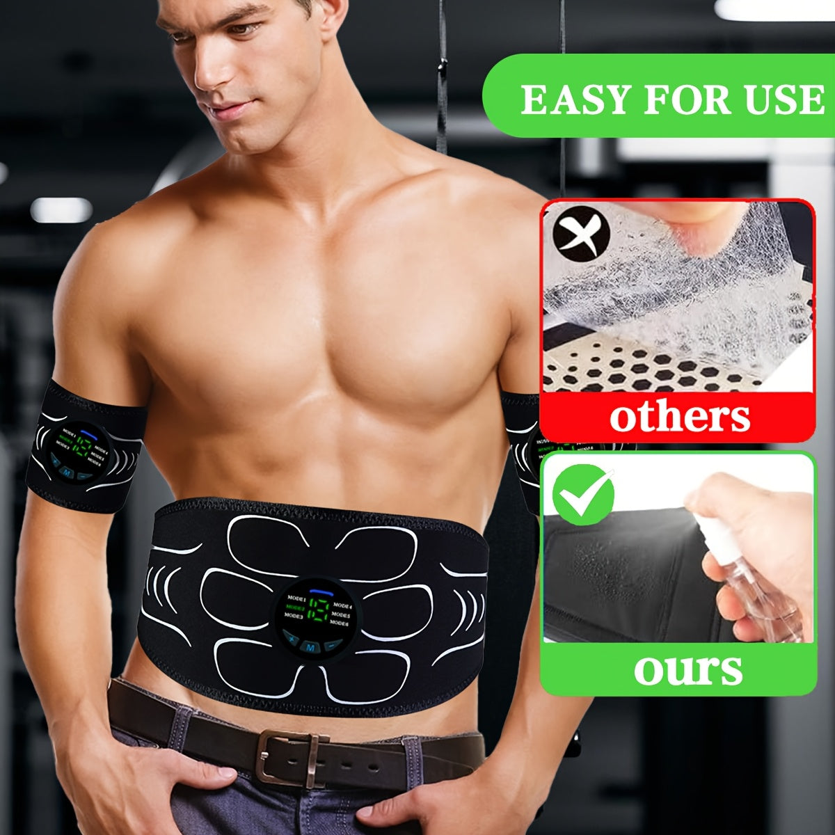 Three Piece USB Charging Massage Belt with EMS Muscle Stimulation and Multiple Modes