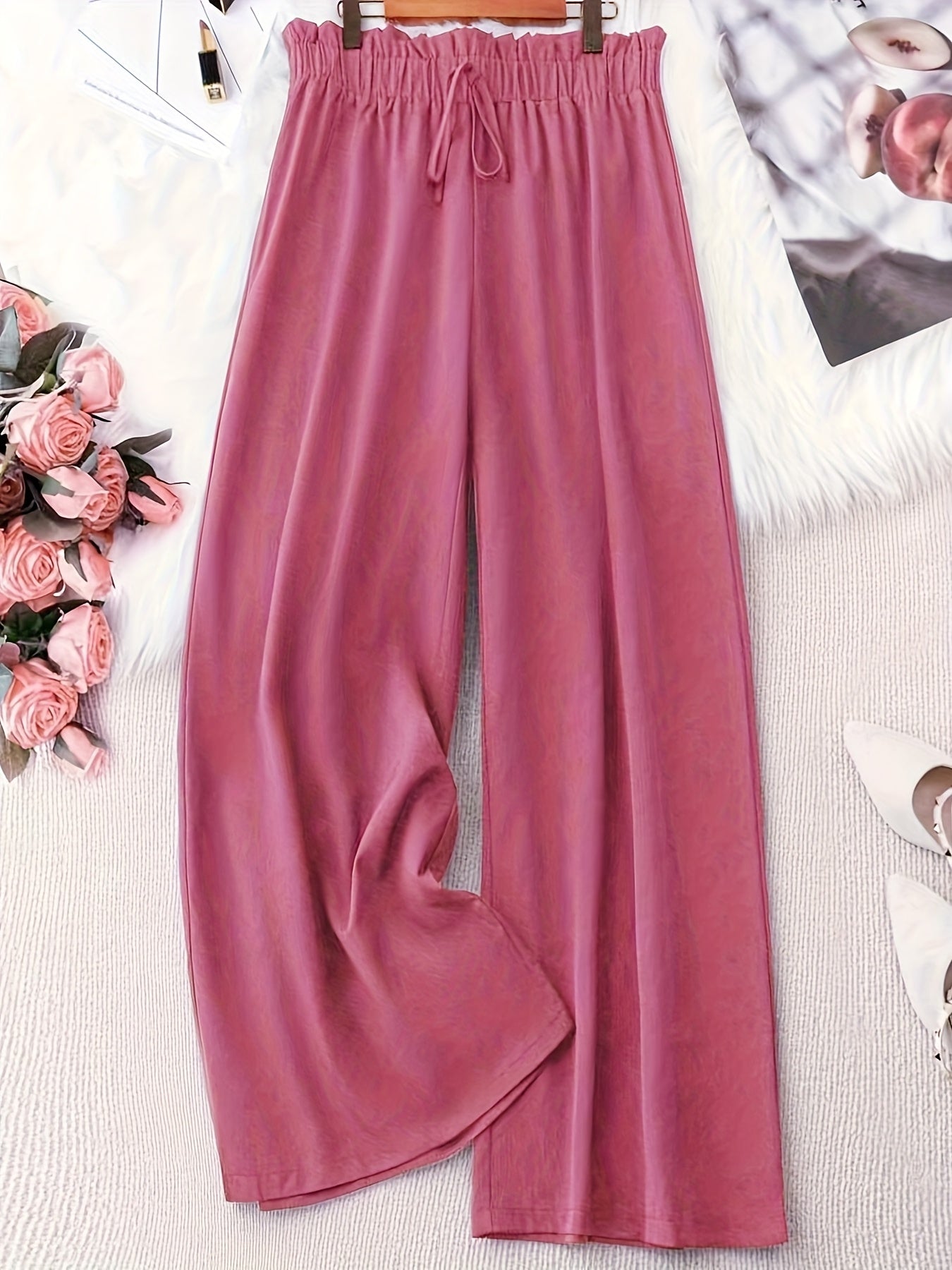 Pantalones de moda para mujer de tallas grandes con cintura elástica y pantalones casuales de talla grande