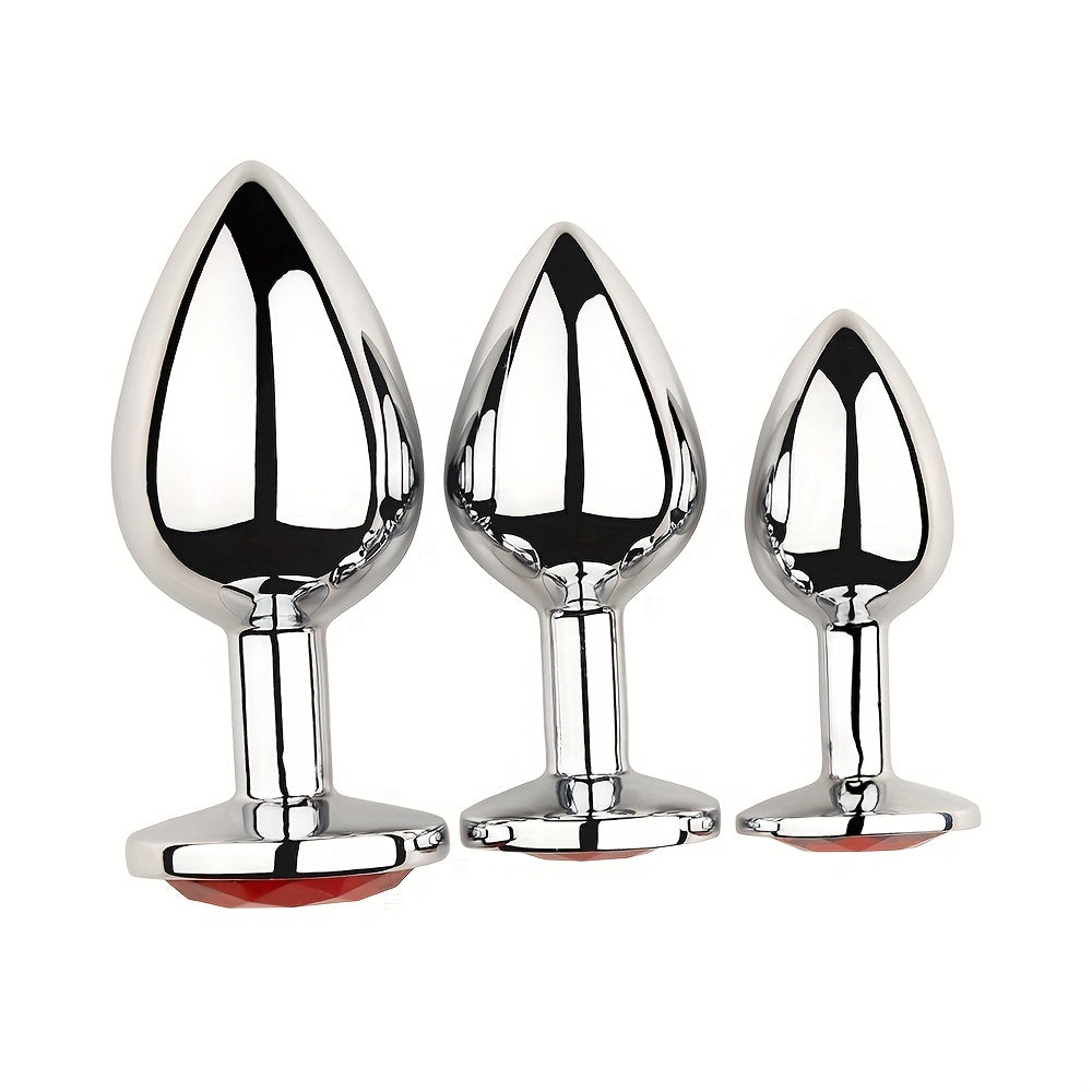 Adult Metal Anal Plug With Jewelry Base Multiple Sizes Butt G-Spot Massage