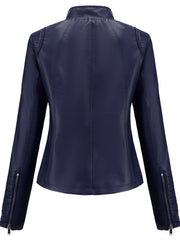 Chaqueta con cremallera para mujer con bolsillos laterales, color sólido, otoño invierno, retro, elegante, manga larga, poliéster impermeable