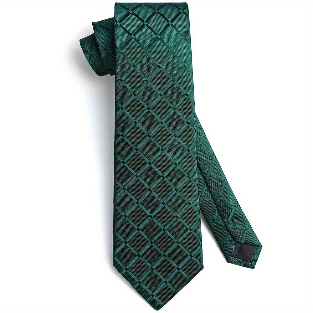 Men's Plaid Tie 8cm Wide Polyester for Weddings Parties Business