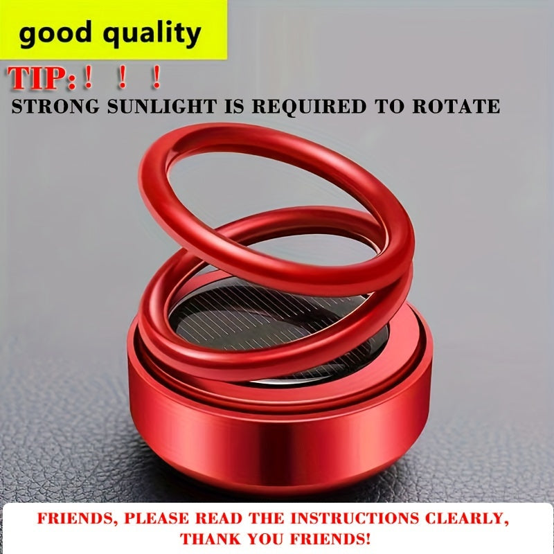 Dual-Ring Car Air Freshener Solar Powered Fragrance Diffuser Red Metallic