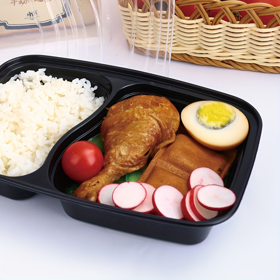 30 juegos de 50 recipientes de plástico negro para alimentos, 30 oz, a prueba de fugas, aptos para microondas