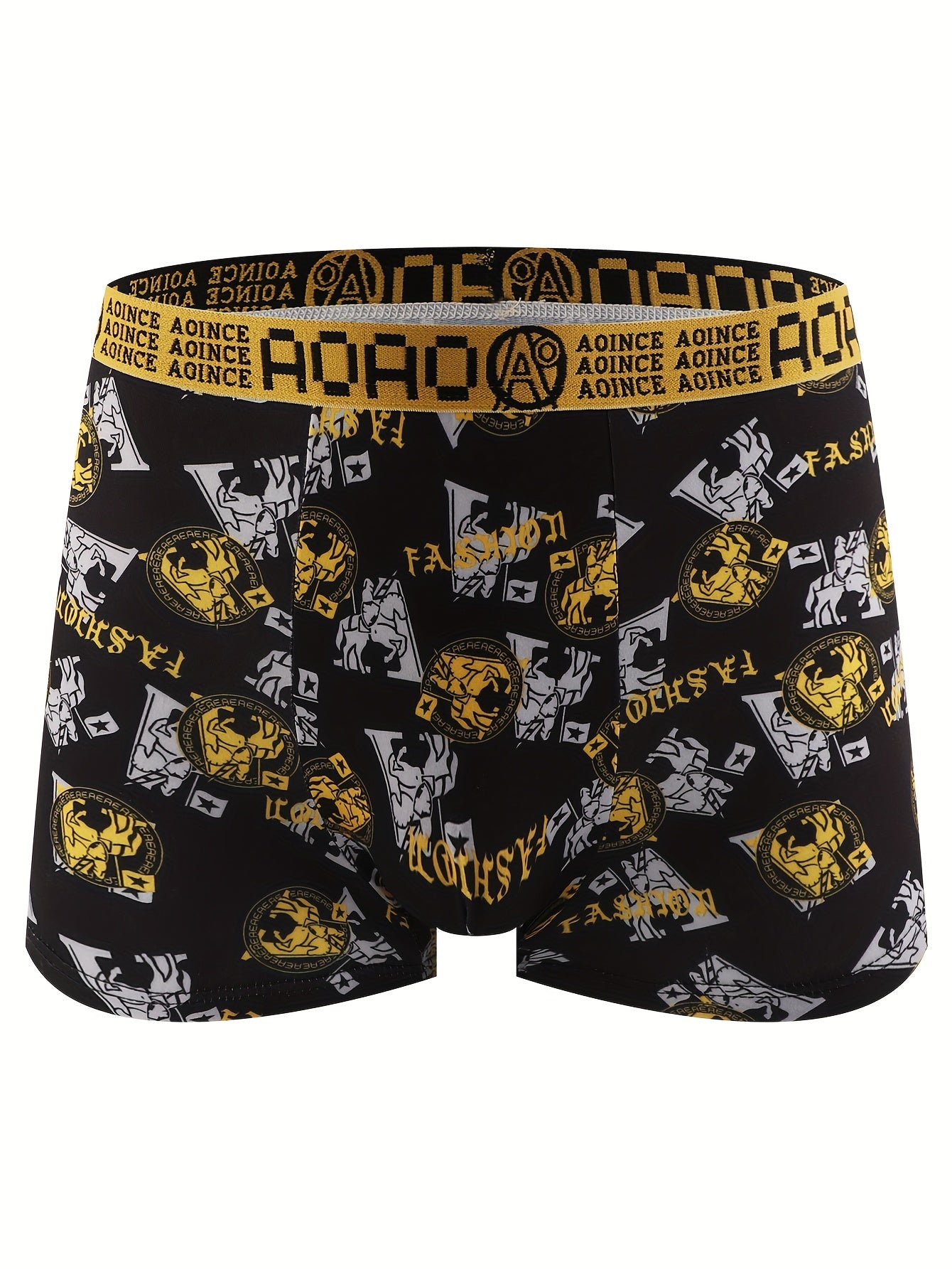 Men's Boxer Briefs Breathable Polyester Blend with Gold Chain Print Casual Fit