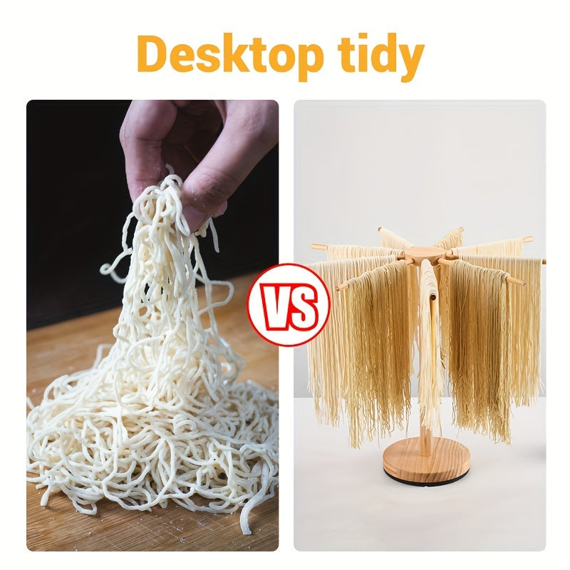 Drevesinli Makaron Quruq Rack - Aylanuvchi Dizayn, Tabiiy Qoplama, Oshxona va Restoran Makaron Tayyorlash Uchun Ideal