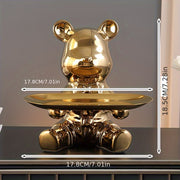 Bandeja para llaves y frasco decorativo para ahorrar dinero en forma de oso de cerámica