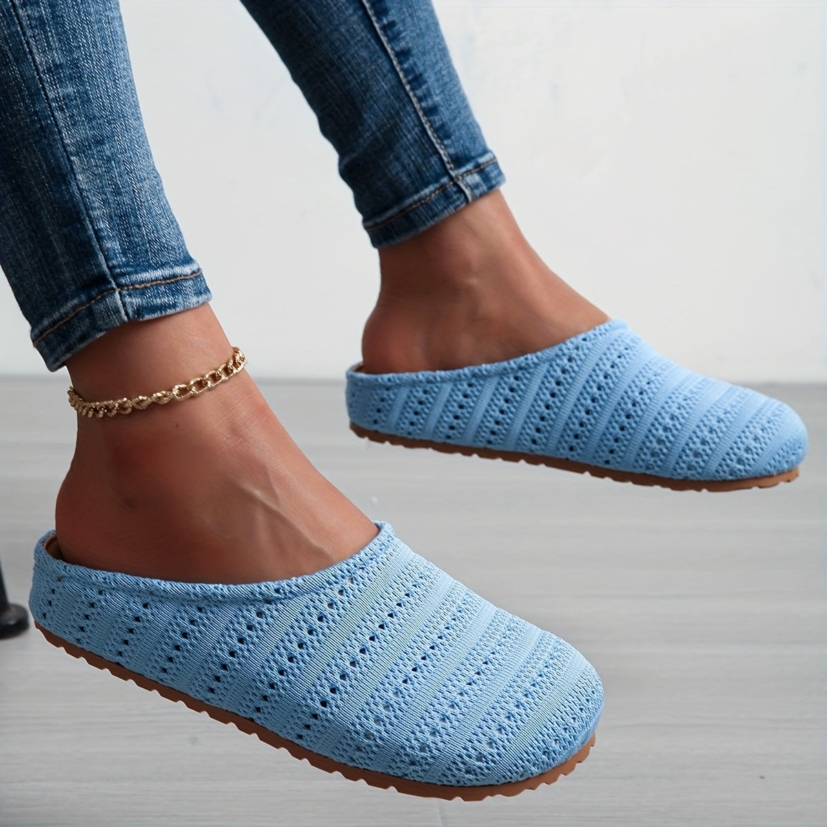 Women's Knit Slip-On Mules Summer Breathable Bohemian Large Size Shoes