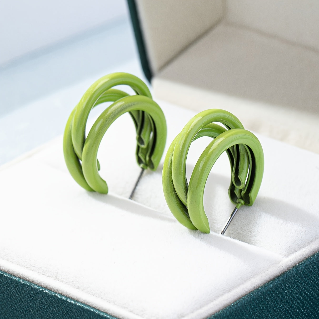 Women's Rhinestone Decor Triple Layer Hoop Earrings Gold Silver Elegant Jewelry