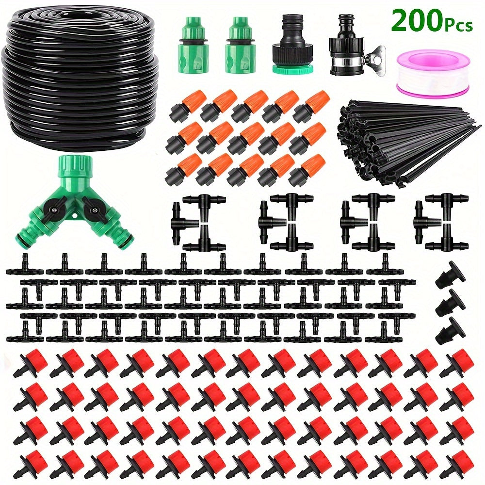 50M Plastic Drip Irrigation System Kit for Garden Lawn Patio Greenhouse Water Saving