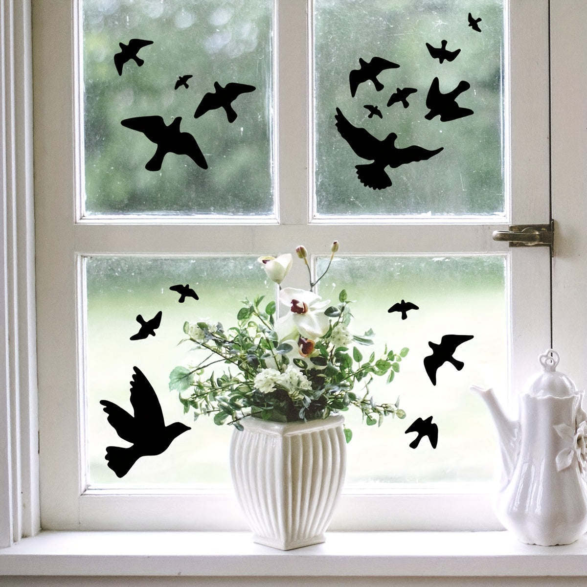 Black Bird Wall Decal PVC Window Cling Modern Animal Print Decor