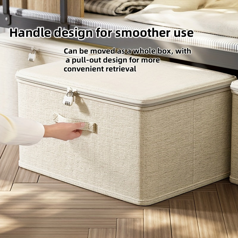 Caja de almacenamiento de tela Oxford con cerradura, organizador de ropa plegable, partición para armario bajo la cama