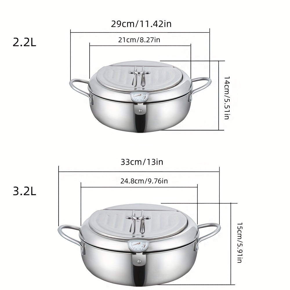 Stainless Steel Deep Fryer with Lid for Home and Restaurant Use