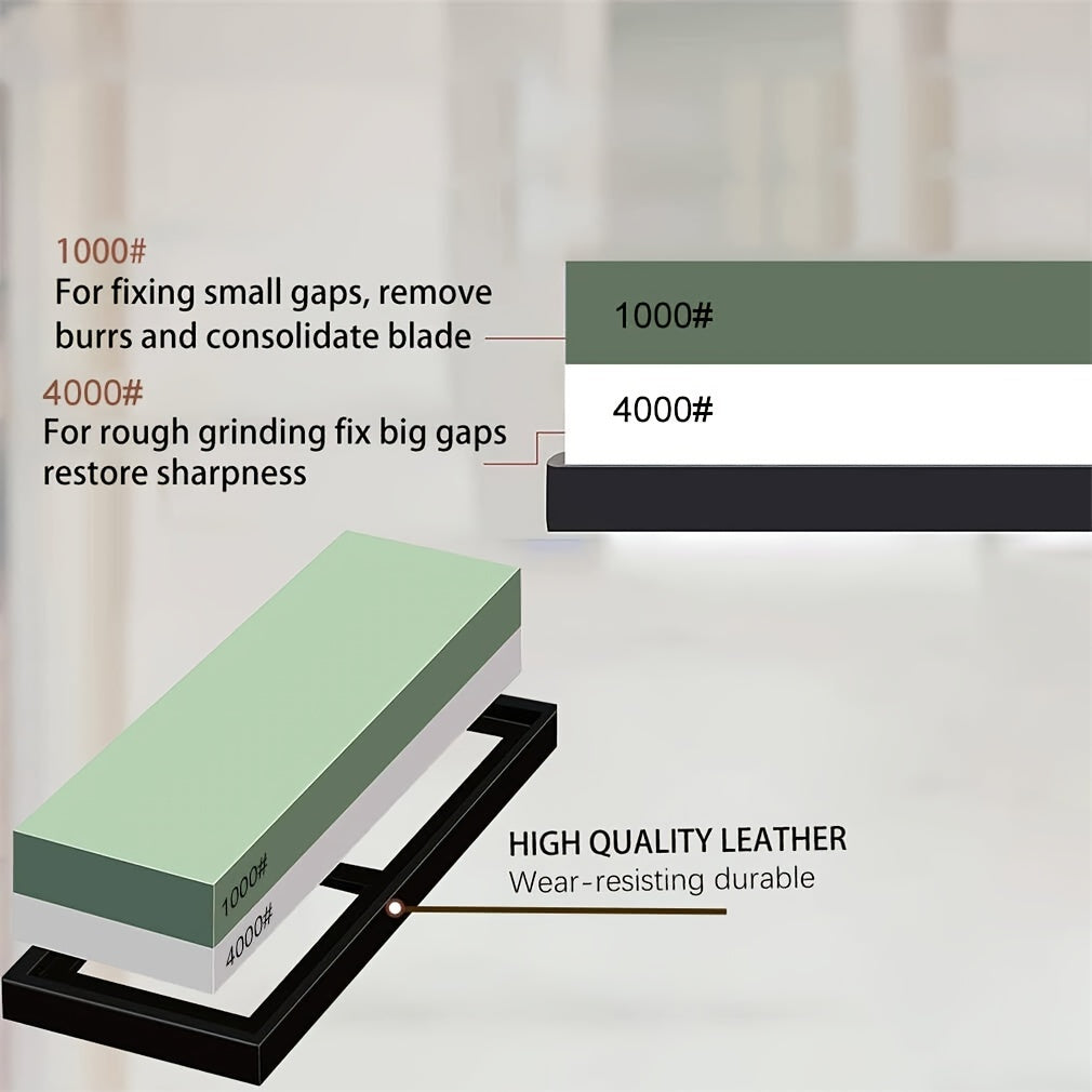 Набор из 2 точильных камней 1000/4000 зернистости, точилка для кухонных ножей, нескользящая основа