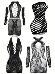Women's Fishnet Bodycon Dress Set for Sexy Lingerie and Underwear